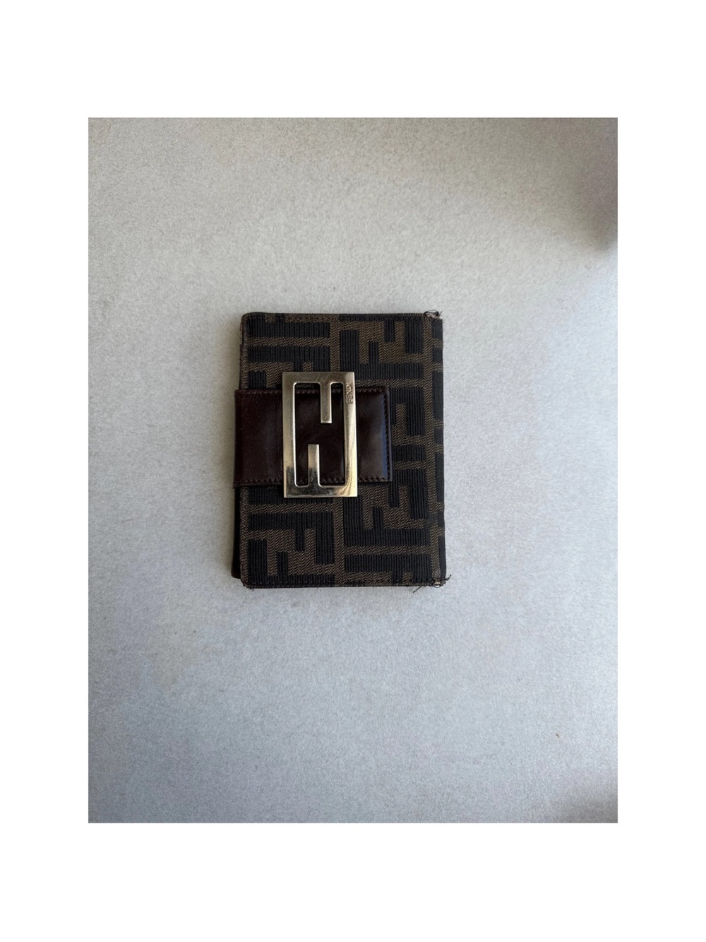 Fendi Brown Monogram Canvas Wallet with Gold-Tone Buckle